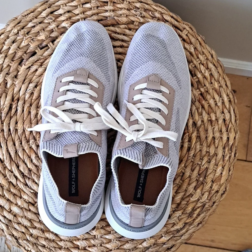 Wolf & Sherpherd Men Supremeknit Grey/White Athleisure/Preppy Slip On Sneakers 8
